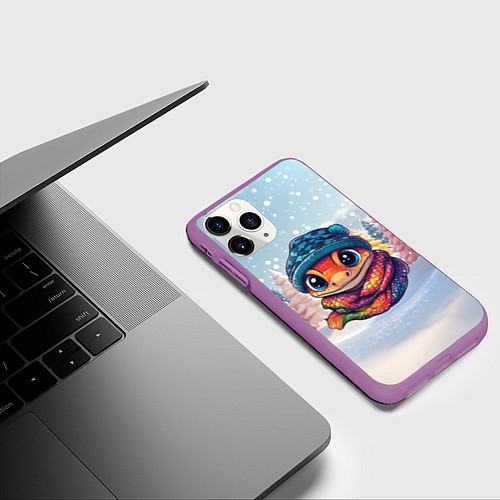 Чехол iPhone 11 Pro матовый Маленькая милая змейка 2025 / 3D-Фиолетовый – фото 3