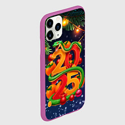 Чехол iPhone 11 Pro матовый Змея и мандарины 2025, цвет: 3D-фиолетовый — фото 2