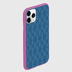 Чехол iPhone 11 Pro матовый Синий абстрактный геометрический узор, цвет: 3D-фиолетовый — фото 2