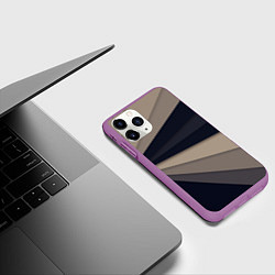 Чехол iPhone 11 Pro матовый Фрактальные линии, цвет: 3D-фиолетовый — фото 2