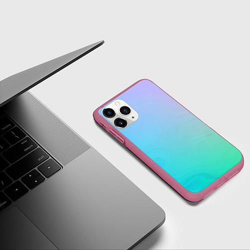 Чехол iPhone 11 Pro матовый Градиент в голубых тонах / 3D-Малиновый – фото 3