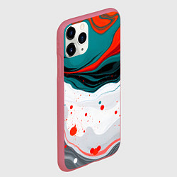 Чехол iPhone 11 Pro матовый Эбру красочная абстракция, цвет: 3D-малиновый — фото 2