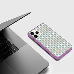 Чехол iPhone 11 Pro матовый Вертикальный узор с геометрическим рисунком, цвет: 3D-фиолетовый — фото 2
