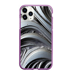Чехол iPhone 11 Pro матовый Полированный серебряный металл, цвет: 3D-фиолетовый