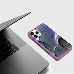 Чехол iPhone 11 Pro матовый Полированный серебряный металл, цвет: 3D-фиолетовый — фото 2