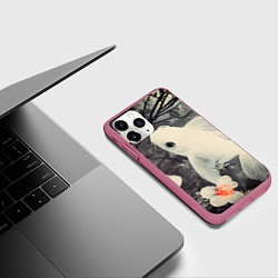 Чехол iPhone 11 Pro матовый Рыбка с цветами - нейросеть, цвет: 3D-малиновый — фото 2