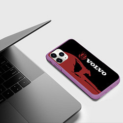 Чехол iPhone 11 Pro матовый Вольво и череп, цвет: 3D-фиолетовый — фото 2