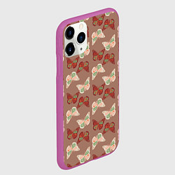 Чехол iPhone 11 Pro матовый Бабочки зелено-бежевые, цвет: 3D-фиолетовый — фото 2