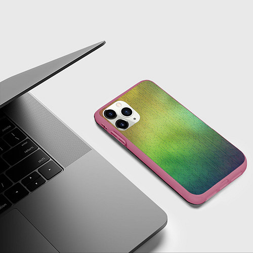 Чехол iPhone 11 Pro матовый Цветной металл с градиентом / 3D-Малиновый – фото 3