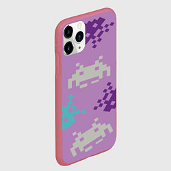 Чехол iPhone 11 Pro матовый Пиксели, цвет: 3D-малиновый — фото 2