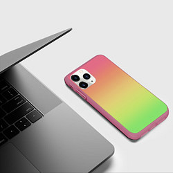 Чехол iPhone 11 Pro матовый Градиент заря розово-зелёный, цвет: 3D-малиновый — фото 2