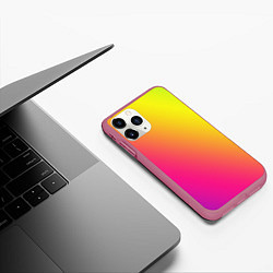 Чехол iPhone 11 Pro матовый Градиент зелёно-фиолетовый насыщенный, цвет: 3D-малиновый — фото 2