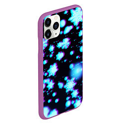 Чехол iPhone 11 Pro матовый Неоновые снежинки глитч, цвет: 3D-фиолетовый — фото 2