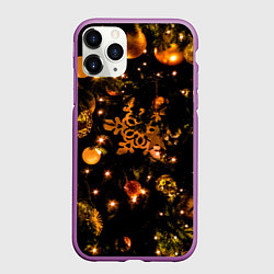 Чехол iPhone 11 Pro матовый Новогоднее украшение, цвет: 3D-фиолетовый