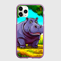 Чехол iPhone 11 Pro матовый Гиппопотамчик, цвет: 3D-фиолетовый