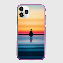 Чехол iPhone 11 Pro матовый Медитация на закате, цвет: 3D-фиолетовый