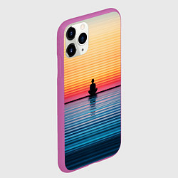 Чехол iPhone 11 Pro матовый Медитация на закате, цвет: 3D-фиолетовый — фото 2