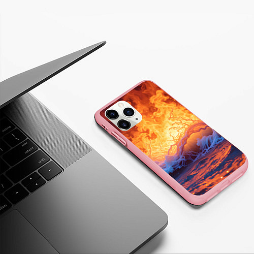 Чехол iPhone 11 Pro матовый Стихия огня и воды / 3D-Баблгам – фото 3