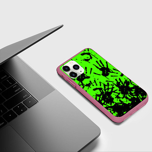 Чехол iPhone 11 Pro матовый Death stranding руки / 3D-Малиновый – фото 3