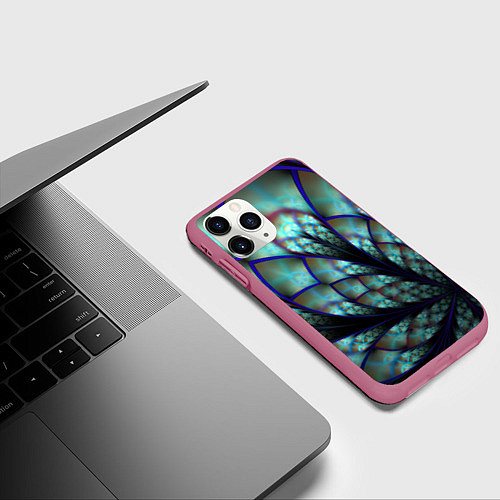Чехол iPhone 11 Pro матовый Абстракция неон / 3D-Малиновый – фото 3