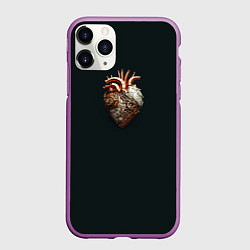 Чехол iPhone 11 Pro матовый Металлическое сердце в стиле стимпанк, цвет: 3D-фиолетовый