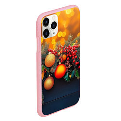 Чехол iPhone 11 Pro матовый Новогодние шары и рябина, цвет: 3D-баблгам — фото 2