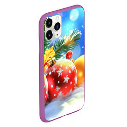 Чехол iPhone 11 Pro матовый Красные и желтые шары, цвет: 3D-фиолетовый — фото 2