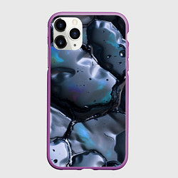 Чехол iPhone 11 Pro матовый Жидкая субстанция серая, цвет: 3D-фиолетовый
