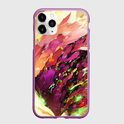 Чехол iPhone 11 Pro матовый Красно-жёлтая абстракция, цвет: 3D-фиолетовый