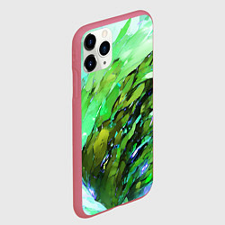 Чехол iPhone 11 Pro матовый Зелёная абстракция, цвет: 3D-малиновый — фото 2