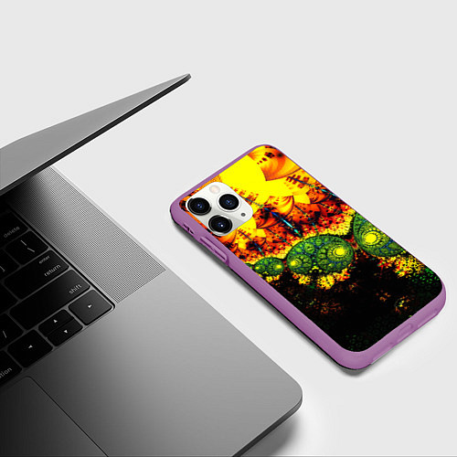 Чехол iPhone 11 Pro матовый Абстракция осколки / 3D-Фиолетовый – фото 3
