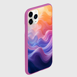 Чехол iPhone 11 Pro матовый Волны разноцветных красок, цвет: 3D-фиолетовый — фото 2