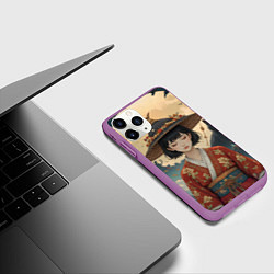 Чехол iPhone 11 Pro матовый Таинственная шляпка, цвет: 3D-фиолетовый — фото 2