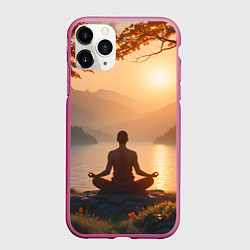 Чехол iPhone 11 Pro матовый Медитация на закате, цвет: 3D-малиновый