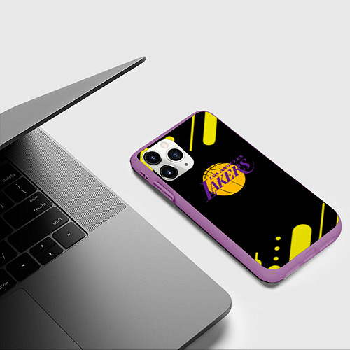 Чехол iPhone 11 Pro матовый Lakers club / 3D-Фиолетовый – фото 3