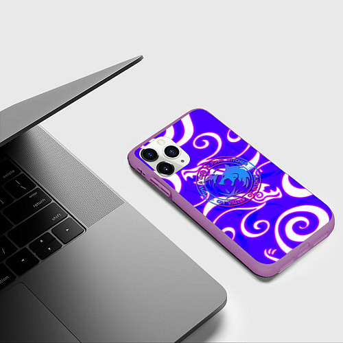 Чехол iPhone 11 Pro матовый The Witcher dragon neno / 3D-Фиолетовый – фото 3