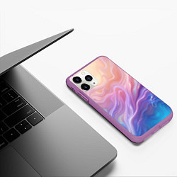 Чехол iPhone 11 Pro матовый Розовая абстракция, цвет: 3D-фиолетовый — фото 2