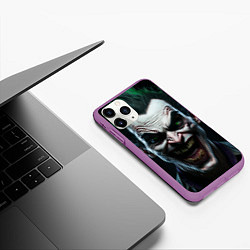 Чехол iPhone 11 Pro матовый Джокер - лицо, цвет: 3D-фиолетовый — фото 2