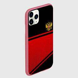 Чехол iPhone 11 Pro матовый Россия герб геометрия, цвет: 3D-малиновый — фото 2