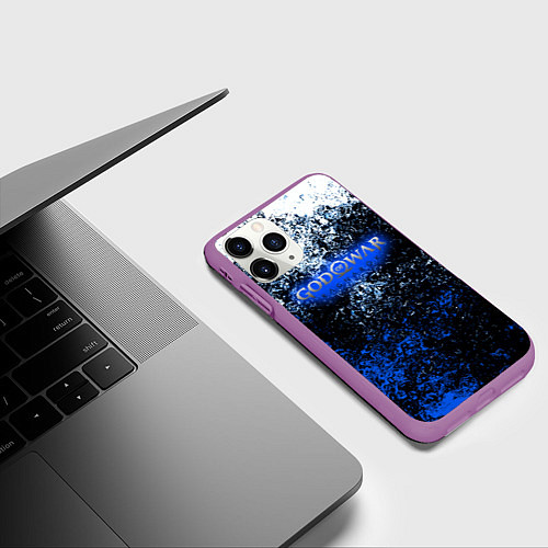 Чехол iPhone 11 Pro матовый God of War краски / 3D-Фиолетовый – фото 3
