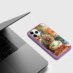 Чехол iPhone 11 Pro матовый Новогодняя атрибутика, цвет: 3D-фиолетовый — фото 2