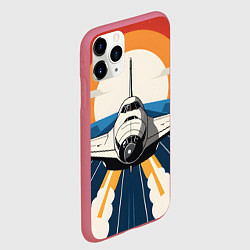 Чехол iPhone 11 Pro матовый Скоростной ретро самолет, цвет: 3D-малиновый — фото 2