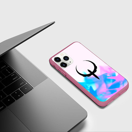 Чехол iPhone 11 Pro матовый Quake neon flame / 3D-Малиновый – фото 3