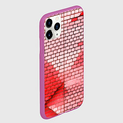 Чехол iPhone 11 Pro матовый Красные кирпичики, цвет: 3D-фиолетовый — фото 2