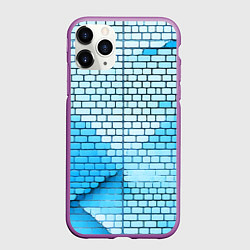 Чехол iPhone 11 Pro матовый Синие кирпичики, цвет: 3D-фиолетовый
