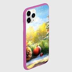 Чехол iPhone 11 Pro матовый Солнечный новый год, цвет: 3D-фиолетовый — фото 2