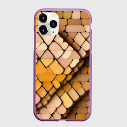 Чехол iPhone 11 Pro матовый Жёлтые рельефные плитки, цвет: 3D-фиолетовый