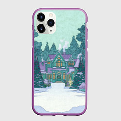 Чехол iPhone 11 Pro матовый Новый год - двор, цвет: 3D-фиолетовый