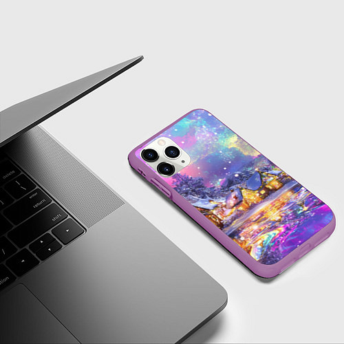 Чехол iPhone 11 Pro матовый Настроение рождества / 3D-Фиолетовый – фото 3