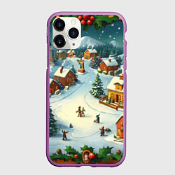 Чехол iPhone 11 Pro матовый Каникулы нового года, цвет: 3D-фиолетовый
